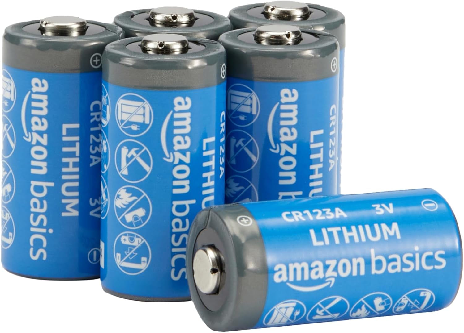 Amazon Basics 6-Pack Non-Rechargeable CR123A Lithium Batteries, 3 Volt, up to 10-Year Shelf Life