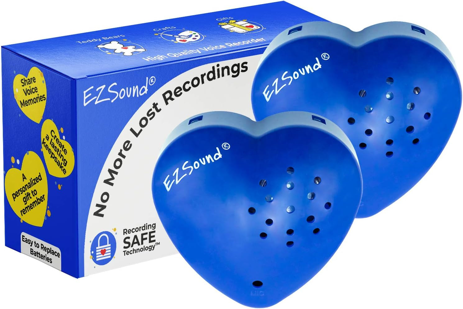 Ezsound Voice Recorder for Stuffed Animal | 2 Pack - 30 Sec Voice Box for Stuffed Animal | Recording Safe Recordable Heart Button | Sound Module Insert for Build a Bear, Kids, Teddy, Toy and Gifts Red