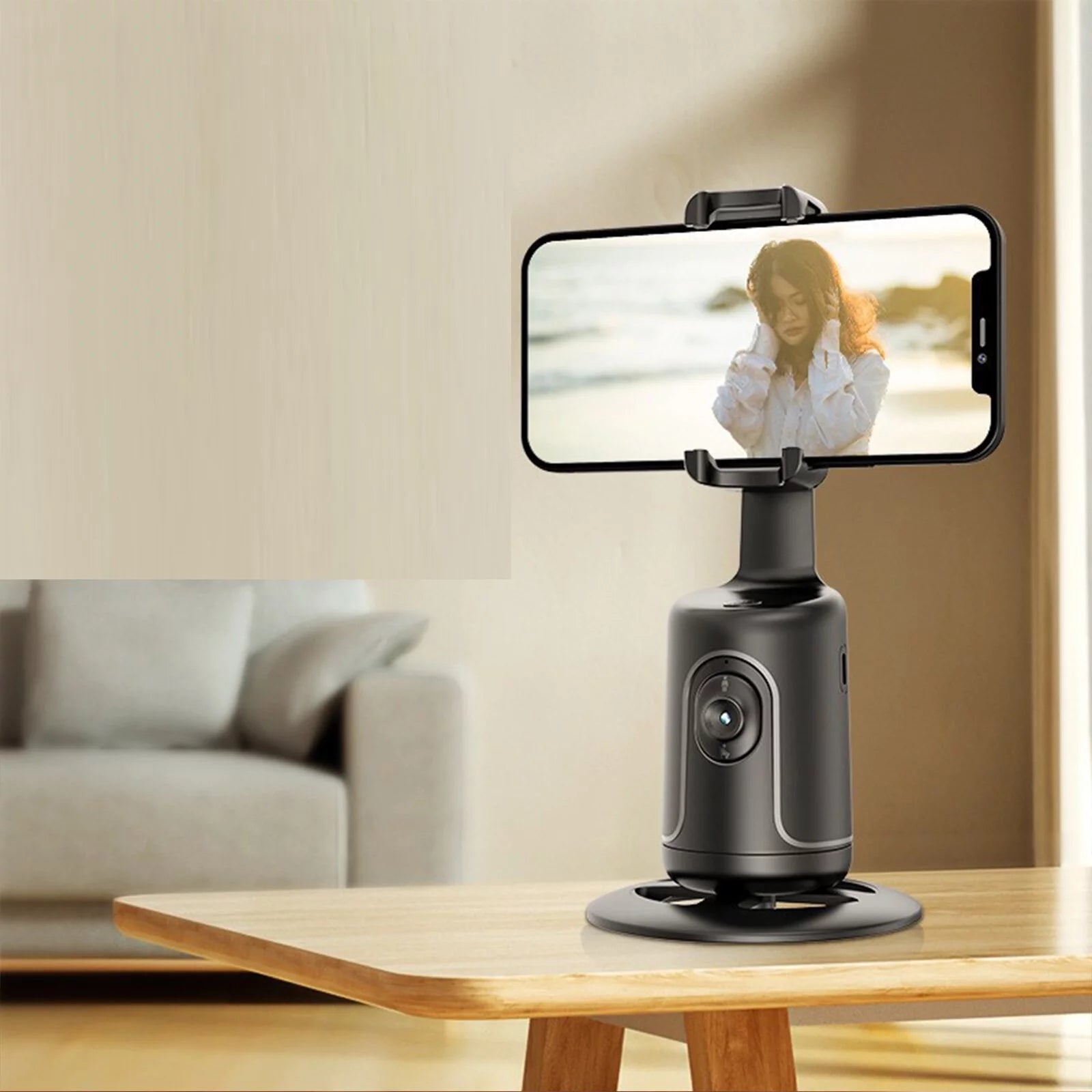 Ohhgo Auto Face Tracking Phone Holder Tripod, No App Required, 360° Rotation Smart Face Body Tracking Tripod Selfie Phone Camera Stand for TIK Tok, Vlog, Live Streaming, Youtube Video
